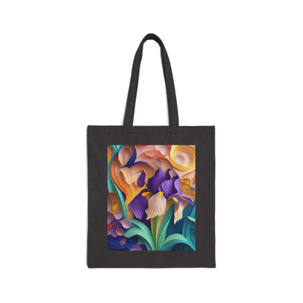 The Elegant Iris Flower Cotton Canvas Tote Bag