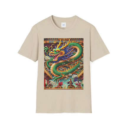 Tibetan Dragon Over Kabuki Duel Softstyle T-Shirt