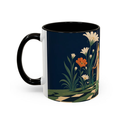 🌼🧡 The Midnight Floral Masquerade Colorful Mug – Art Deco Fashion Fantasy