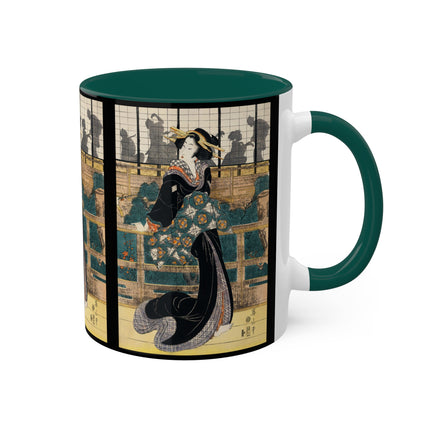 Japanese woman woodcut print by Kikukawa Eizan Colorful Mugs, 11oz