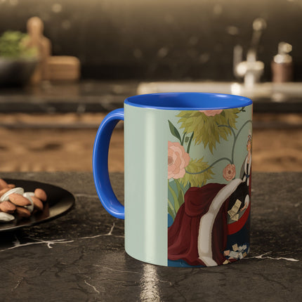 The Lady Of The Scarlet Chaise Colorful Mugs – Art Deco Romantic Elegance