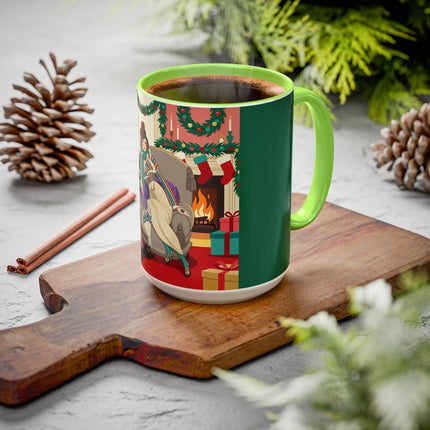 🖤🔥 The Lady Of The Christmas Hearth Colorful Mug – Art Deco Holiday Elegance