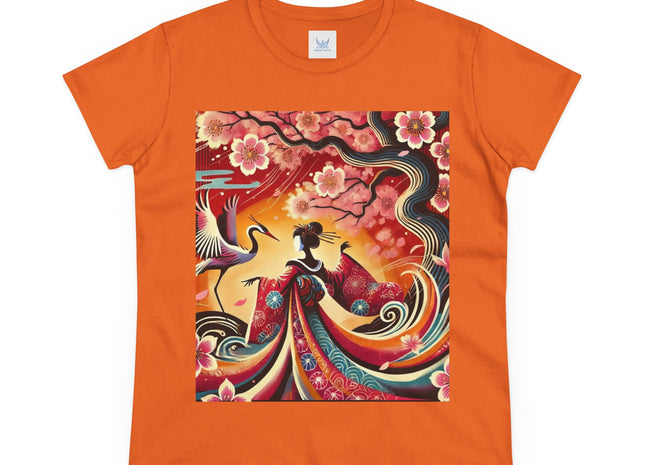 Fairy and Stork Beneath the Cherry Blossoms Cotton Tee