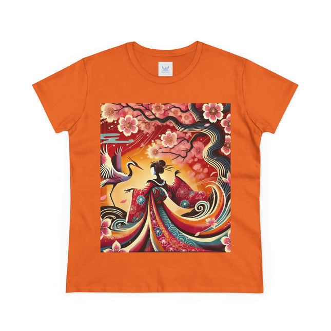 Fairy and Stork Beneath the Cherry Blossoms Cotton Tee