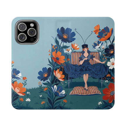 🌺🎩 The Lady Of The Grand Flower Garden Flip Case – Art Deco Floral Fantasy