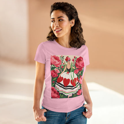 ❤️🌸 The Heart Garden Cotton Tee – Art Deco Floral Romance