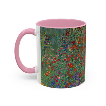 Farm Garden with Sunflowers by Gustav Klimt Colorful Mugs (11oz, 15oz)