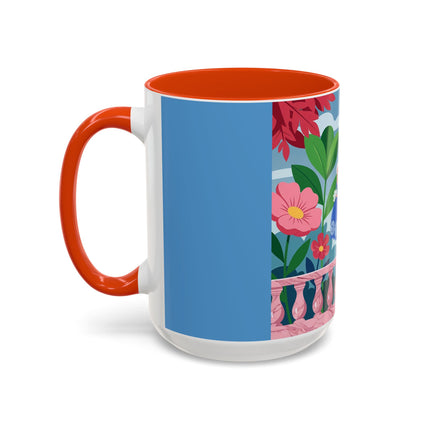 The Lady Of The Blossoming Terrace Colorful Mugs – Art Deco Floral Garden Elegance