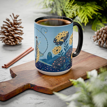 🌼🦋 The Enchanted Butterfly Garden Promenade Colorful Mug – Art Deco Floral Whimsy