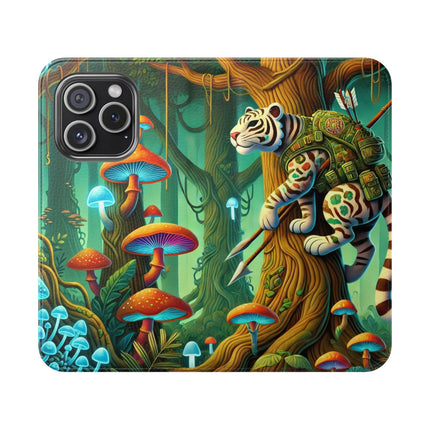 🐅🌿 Silent Stripes Flip Case – Stealth, Grace & Enchanted Forest