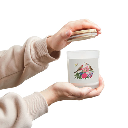 Pink-Breasted Bird & Wren Frosted Glass Candle