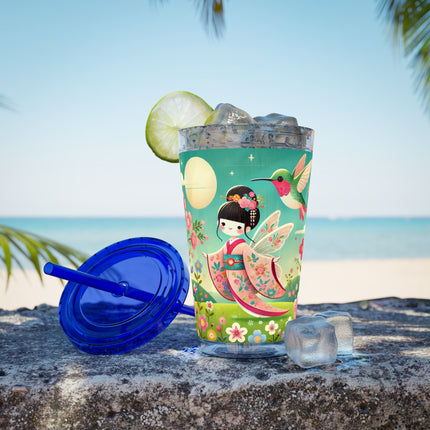 Geisha Fairy and the Hummingbird Blossom Sunsplash Tumbler with Straw, 16oz