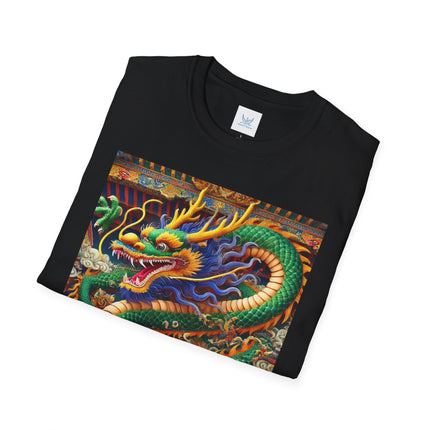 Tibetan Dragon Over Kabuki Duel Softstyle T-Shirt