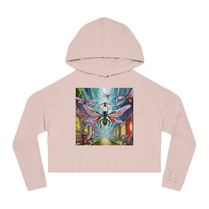 Neon Swarm Cropped Hooded Sweatshirt