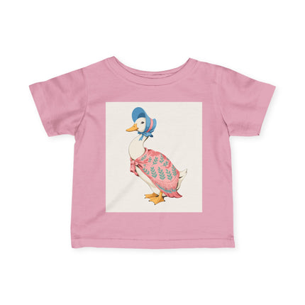 🪿🌸 The Little Pink Garden Goose Infant Fine Jersey Tee – Whimsical Storybook Charm