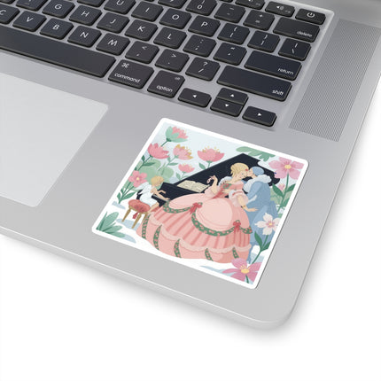 🎹💕 The Christmas Serenade Kiss-Cut Sticker – Art Deco Holiday Romance