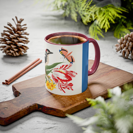 Woodpecker & Tulip Colorful Mugs – Vibrant Spring & Bold Beauty
