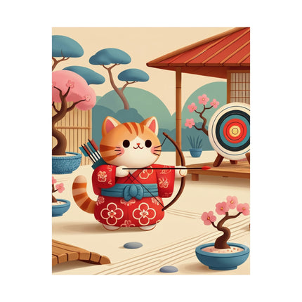 🏹🐱 Archer Kitten in the Zen Garden Matte Vertical Poster – Focus, Whimsy & Zen Balance
