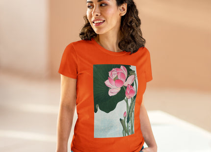 Blooming Lotus Flowers by Ohara Koson Women's Midweight Cotton Tee