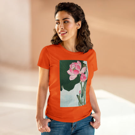 Blooming Lotus Flowers by Ohara Koson Women's Midweight Cotton Tee