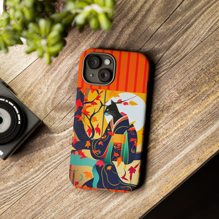 Black Cat in Kimono Phone Cases