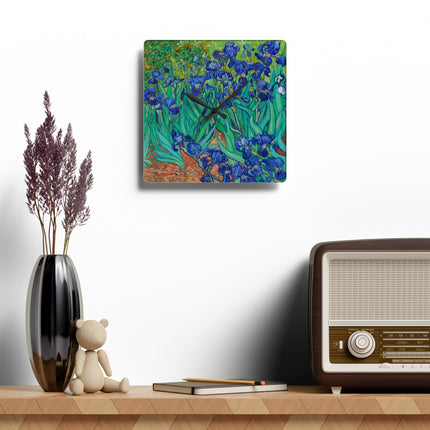 Irises by Vincent Van Gogh Acrylic Wall Clock, Round and Square