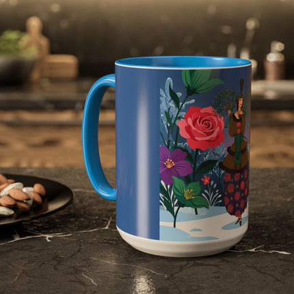 🌹❄️ The Holly Rose Of Winter Colorful Mug – Art Deco Christmas Garden