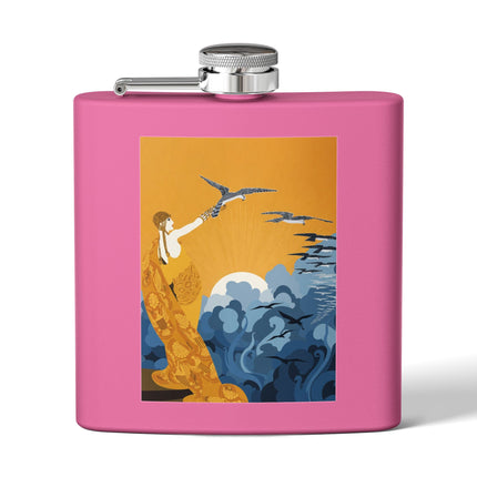 Falcon Mistress Stainless Steel Flask – Art Deco Majesty & Mythic Freedom