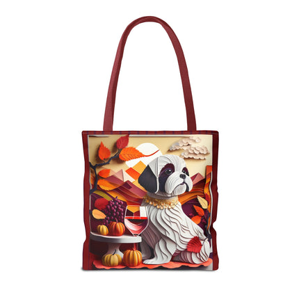 Shih Tzu at an Autumn Wine Tasting Tote Bag (AOP)