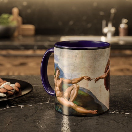 The Creation of Adam by Michelangelo Buonarroti Colorful Mugs (11oz, 15oz)