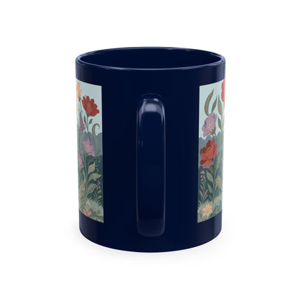 🐈🥾 The Lady & Puss In Boots In The Flower Garden Ceramic Mug – Art Deco Storybook Whimsy