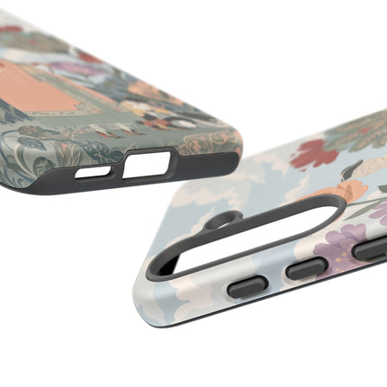 🌹🐈 The Lady And Puss In Boots Phone Case – Art Deco Floral Whimsy