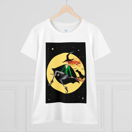 A Witch’s Moonlit Flight Women's Midweight Cotton Tee