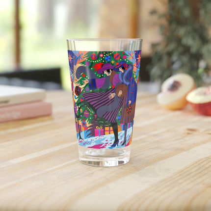 🎄✨ Christmas Among The Twinkling Trees Pint Glass – Art Deco Holiday Fantasy