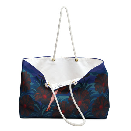 🖤🌺 The Midnight Floral Acrobat Weekender Bag – Art Deco Fashion Whimsy
