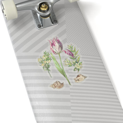 Tulip, two Branches of Myrtle and two Shells by Maria Sibylla Merian Kiss-Cut Stickers (4 Sizes)