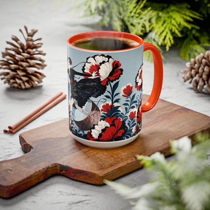 ❤️🌺 The Scarlet Blossom Dancer Colorful Mug – Art Deco Fashion Whimsy