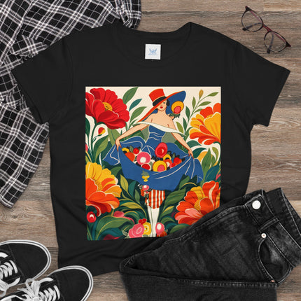 🌺🎩 The Grand Flower Market Cotton Tee – Art Deco Floral Fashion