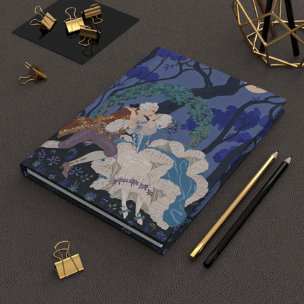 🌙💙 The Lovers Beneath The Moonlit Arbor Hardcover Journal – Rococo Garden Romance