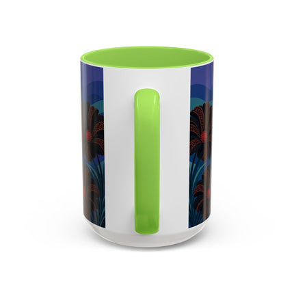🖤🌺 The Midnight Floral Acrobat Colorful Mug – Art Deco Fashion Whimsy