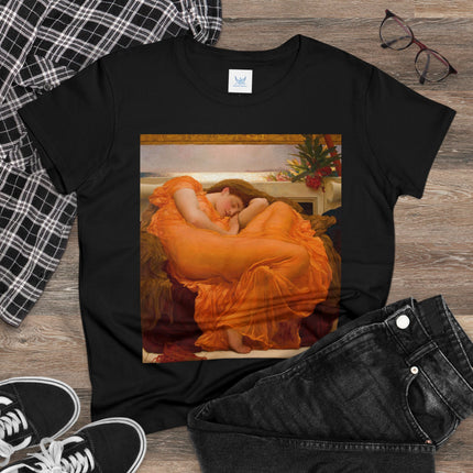 Flaming June by Frederic Leighton Women's Midweight Cotton Tee