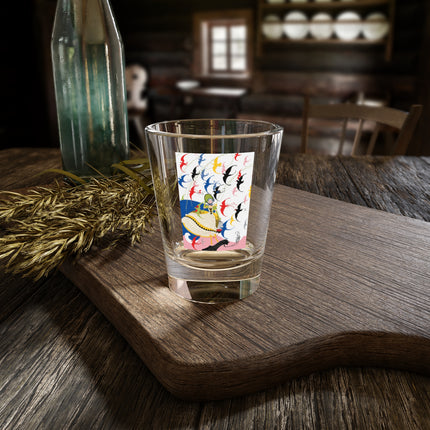 Flight of the Songbirds Shot Glass – Theatrical Whimsy & Colorful Harmony