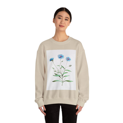 Blue Strawflower by Anselmus Boëtius de Boodt Heavy Blend™ Crewneck Sweatshirt