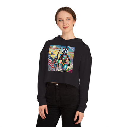 Cyber Punk Robots Cropped Hooded Sweatshirt