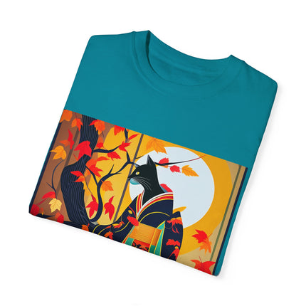 Black Cat in Kimono Unisex Garment-Dyed T-shirt