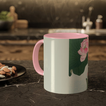 Blooming Lotus Flowers by Ohara Koson Colorful Mugs, 11oz