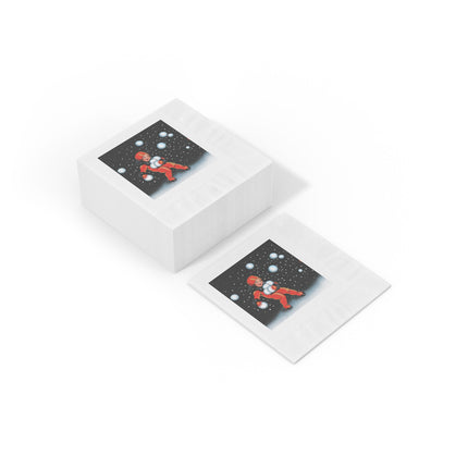 Festive Snowball White Coined Napkins
