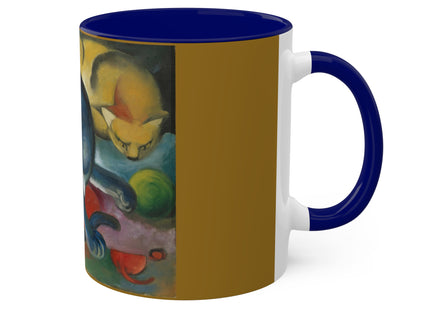 Two Cats, Blue and Yellow by Franz Marc Colorful Mugs, 11oz