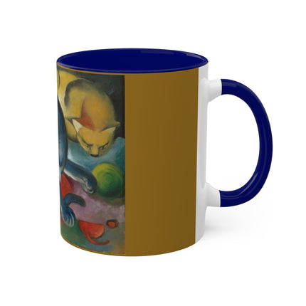 Two Cats, Blue and Yellow by Franz Marc Colorful Mugs, 11oz