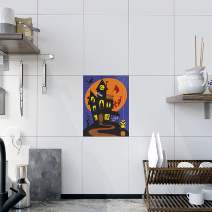 Halloween Night at the Haunted House Ceramic Tile